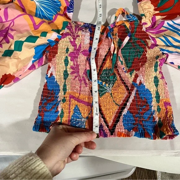 Life Brand Colorful Women's Bohemian Puff Sleeve Crop Top Small - Picture 7 of 7